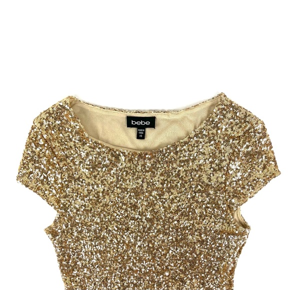 Bebe Gold Sequin Peplum Top - Picture 5 of 9